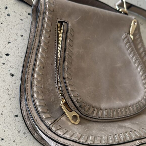 Rebecca Minkoff Vanity Saddle Genuine Leather Crossbody Bag Handbag Whip-Stitch - Picture 14 of 16